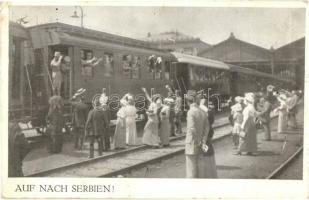 1914 Auf nach Serbien! / WWI K.u.k. military, farewell of the soldiers at the railway station