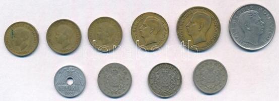 Románia 1921-1943. 1L-100L 10db-os vegyes fémpénz tétel T:2,2- Romania 1921-1943. 1 Leu - 100 Lei 10pcs of various metal coins C:XF,VF