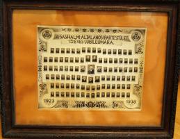1938 A Sashalmi Általános ipartestület 15 éves jubileumi tablója keretben 50x40 cm