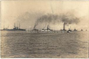 Eskadre / Osztrák-Magyar Haditengerészet csatahajói, hajóraj / WWI Austro-Hungarian Navy squadron, battleships. Erich Bährendt photo