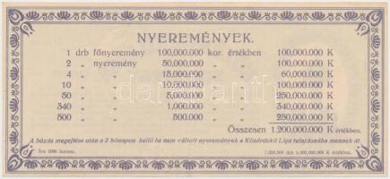 Budapest 1925. "Közérdekű Liga Sorsjegy", "Kiss Ernő és társa" bélyegzéssel T:II...