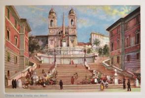 Ricordo di Roma, 32 akvarellről készült nyomat látképes leporelló füzet