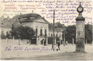 1910 Pozsony, Pressburg, Bratislava; Frigyes főhercegi palota, hirdetőoszlop Ceres ételzsír reklámmal / Palais Erzherzog Friedrich / Archduke Friedrich Royal Palace, advertising column