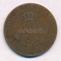 Spanyolország 1868OM 5c Cu "II. Izabella" T:3
Spain 1868OM 5 Centimos Cu "Isabella I...