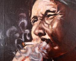 Innocent jelzéssel (hátoldalán): Cigarettázó keleti férfi. Olaj, vászon, szakadással, 50×40 cm