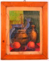 Csáki jelzéssel: Asztali csendélet. Pasztell-szén, papír, üvegezett keretben, 32×24 cm