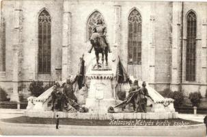 Kolozsvár, Cluj; Mátyás király szobor / statue 1940 Kolozsvár visszatért So. Stpl (EK)
