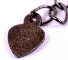 Ezüst(Ag) "végtelen" mintás, antikolt, kövekkel díszített karkötő, állítható hosszúság, je...