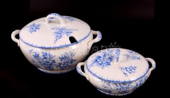 Societe Ceramique szecessziós levestál ( 2db), tálak (4db), levonókepés, kopottak egyiken hajszál re...