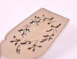 Ezüst(Ag) áttört virágmintás süteményes lapát, jelzett, h: 14 cm, nettó: 27,3 g