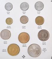 1993. 10f-200Ft (11xklf) forgalmi sor dísztokban, több lapos verzió, benne 200Ft Ag "MNB" ...