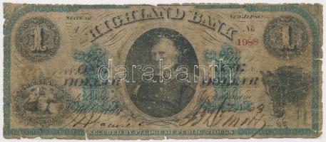 Amerikai Egyesült Államok / New Jersey 1863. 1$ "The Highland Bank" T:IV USA / New Jersey 1863. 1 Dollar "The Highland Bank" C:G