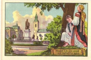 Nagyvárad, Oradea; Szent László sírját nem lepheti be gyom Kiadja a Székely Egyetemi és Főiskolai Hallgatók Egyesülete / Hungarian irredenta art postcard s: Gebhardt - képeslapfüzetből / from postcard booklet