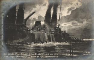 1915 Der französische Panzerkreuzer Leon Gambetta, Unterseeboot U5 / WWI Naval battle between the French cruiser Léon Gambetta and K.u.K. Kriegsmarine U-5 submarine + 1915 K.u.K. Kriegsmarine SMS Sankt Georg s: Alex Kircher