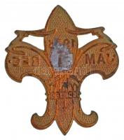 1933. "Jamboree" zöld-fehér zománcozott cserkész kitűző (36x32mm) T:2 tű hiányzik / Hungar...