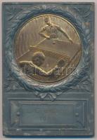 1949. L.E.B.O.Sz. részben aranyozott, fém asztalitenisz plakett (79x55mm) T:2 patina