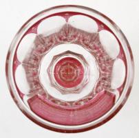 XIX. sz. közepe: Cseh csiszolt és gravírozott üveg serleg fedéllel  A gravírozás színezett felületen...