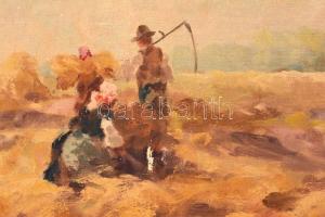 Olvashatatlan jelzéssel: Aratás. Olaj, vászon (festék hibákkal), 60×80 cm