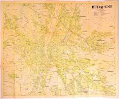 1945 Budapest térképe, a legújabb utcanevekkel, Aquincum kiadás, 92×76 cm