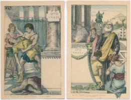 1900 Quo Vadis - 9 darabos litho képeslapsorozat G.G. Bruno rajzaival, használatlan kiváló minőségbe...