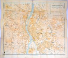 1930 Budapest székesfőváros és környékének térképe, kiadja: M. kir. állami térképészet, szakadt, 92×84 cm