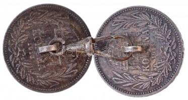 1915KB-1916KB 1K Ag "Ferenc József" (2xklf) ékszerré alakítva? Jelzett Ag a két érmét össz...