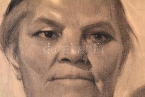 Szegedi Molnár Géza (1906-1970):Férfiportré. Szén, papír, jelzett, felcsavarva, szélein szakadások, ...