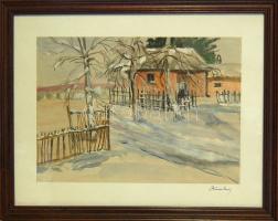 Akvarell olvashatatlan szignóval keretben 40x32cm