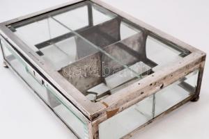 Nagyméretű ezüstözött ékszeres doboz fazettázott kristály-üveggel, (Weihnachten 1915 felirattal). /F...