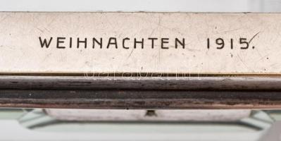 Nagyméretű ezüstözött ékszeres doboz fazettázott kristály-üveggel, (Weihnachten 1915 felirattal). /F...