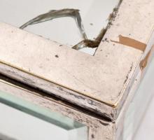 Nagyméretű ezüstözött ékszeres doboz fazettázott kristály-üveggel, (Weihnachten 1915 felirattal). /F...