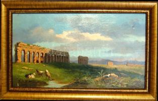cca 1880 A. Luzzi Antik táj olaj, vászon keretben (50x30cm)