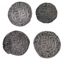 4db-os vegyes magyar denár tétel, közte "Zsigmond, II. Lajos", "Miksa", "II...