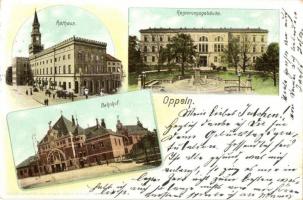 1903 Opole, Oppeln; Rathaus, Bahnhof, Regierungsgebäude / town hall, railway station, government buildings. Heliocolorkarte von Ottmar Zieher (EK)