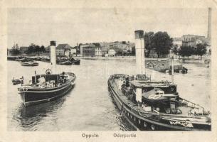 1918 Opole, Oppeln; Oderpartie / Oder River, steamships (EK)