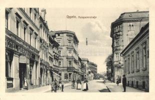 Opole, Oppeln; Malapanerstrasse / street view with Hotel Germania, shop of R. Koloman