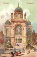 Karlovy Vary, Karlsbad; Synagoge / synagogue. Ed. Strache litho s: Erwin Pendl