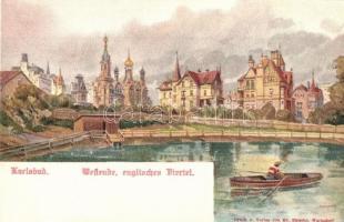 Karlovy Vary, Karlsbad; Westende, englisches Viertel / English quarter. Ed. Strache litho s: Erwin Pendl