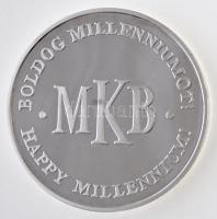 Lebó Ferenc (1960-) 2000. MKB - Boldog Millenniumot / Búcsú a 900-as évektől Ag emlékérem eredeti dísztokban (31,33g/0.999/42,5mm) T:PP fo., ujjlenyomat