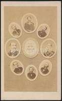 1867 Az Andrássy-kormány tagjai, keményhátú fotó, 10,5x6,5 cm