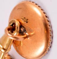 Női mandzsetta gomb párban 14 K arany és gyöngyház, féldrágakővel Br: 10,3 g / Gold and nacre womens...