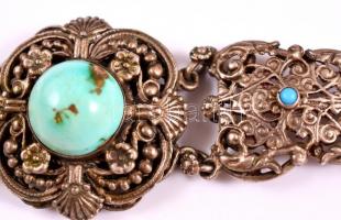 Ezüst karlánc türkiz kövekkel 34 g, h: 19 cm / Silver and Turquois womens bracelet