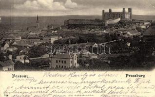 1901 Pozsony, Pressburg, Bratislava; látkép a várral / general view with the castle (EK)