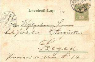 1903 Pozsony, Pressburg, Bratislava; látkép a várral, előtérben kotróhajó / general view with castle...