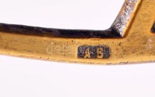 Argentor szecessziós füles kis kínáló, ezüstözött réz, jelzett, pótolt, üvegbetéttel (apró csorbával...