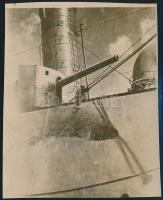 1916 Gránát találat S.M.S. Novara oldalán, fotó, 11x9 cm