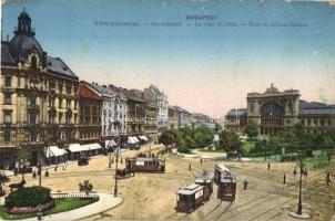 1914 Budapest VII. Keleti pályaudvar, villamosok, Takarékpénztár (kopott sarkak / worn corners)