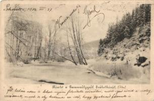 1900 Nándorvölgy, Valkovna (Koháryháza mellett / near Pohorelá); részlet a Garamvölgyről Svábolkánál télen / Hron river valley in winter near Svabolka (fa)