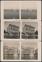 1904 3 db Velence sztereó fotó, 9x18 cm