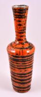 Retró csíkos váza, mázas kerámia, jelzés nélkül, javított (ragasztott), m: 32 cm